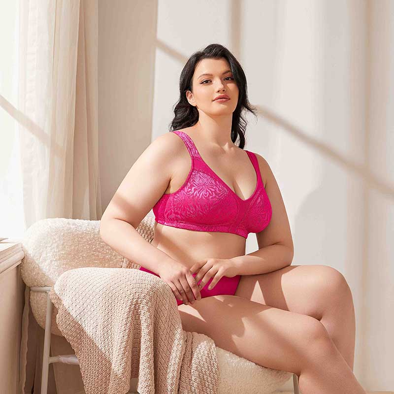 Full Coverage Minimizer Bra Wire-free, Rose Red wingslove