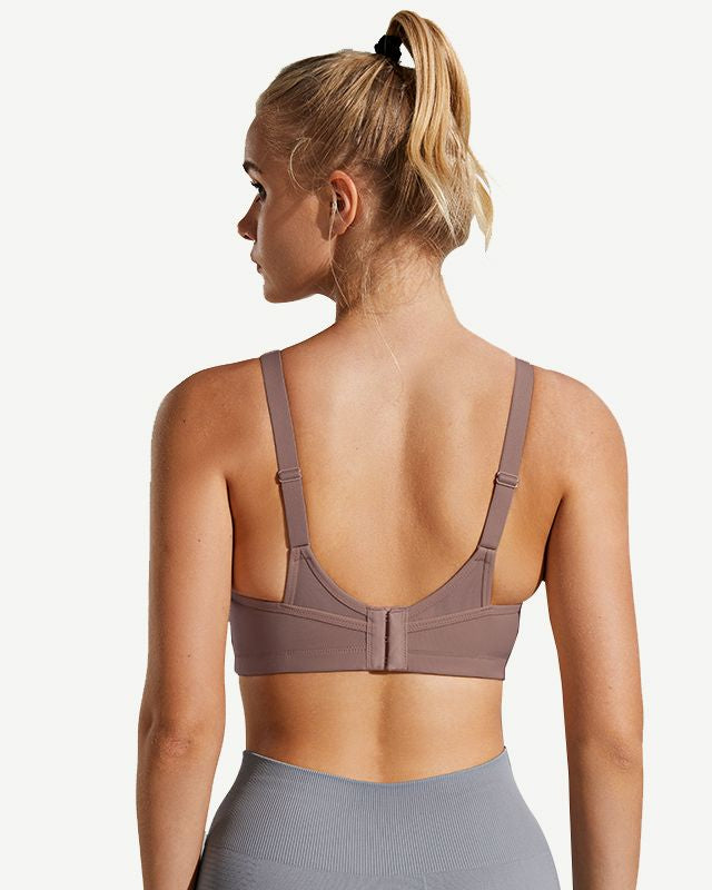 Full Coverage Solid Absorb Breathable Wirefree Sports Bra Amber