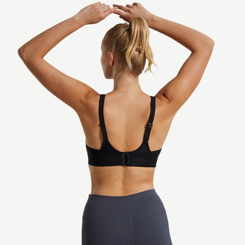 Full Coverage High Support Solid Sports Bra Black