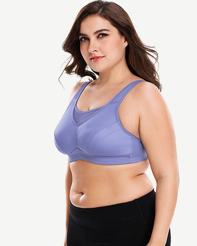 Plus Size High Impact Large Bust Full Coverage Workout Bras Purple