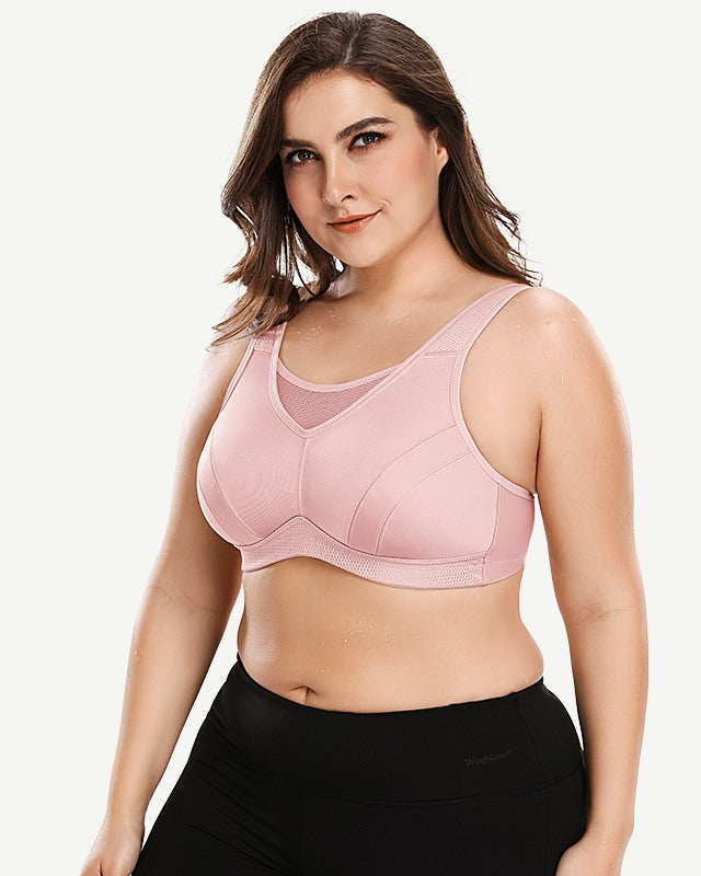 Plus Size High Impact Large Bust Full Coverage Workout Bras Pink