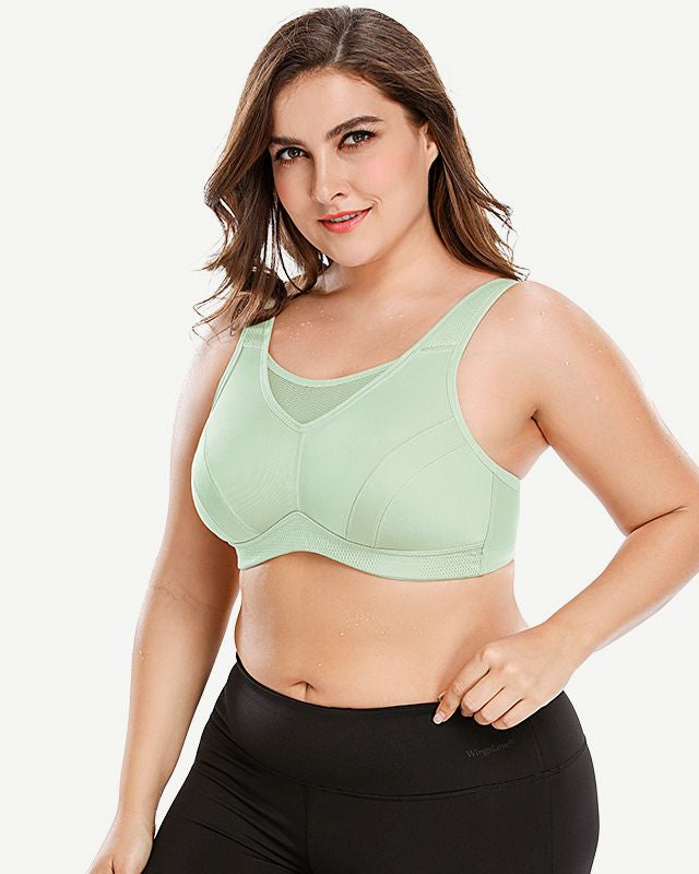Plus Size High Impact Large Bust Full Coverage Workout Bras Green