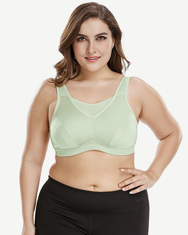 Plus Size High Impact Large Bust Full Coverage Workout Bras Green