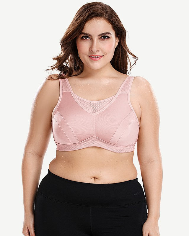 Plus Size High Impact Large Bust Full Coverage Workout Bras Pink