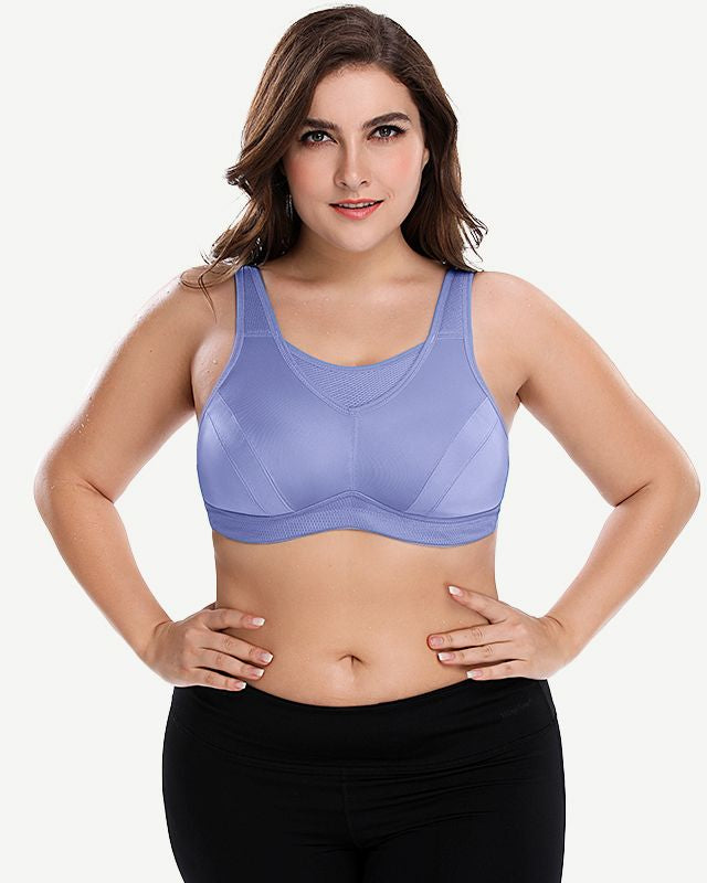 Plus Size High Impact Large Bust Full Coverage Workout Bras Purple