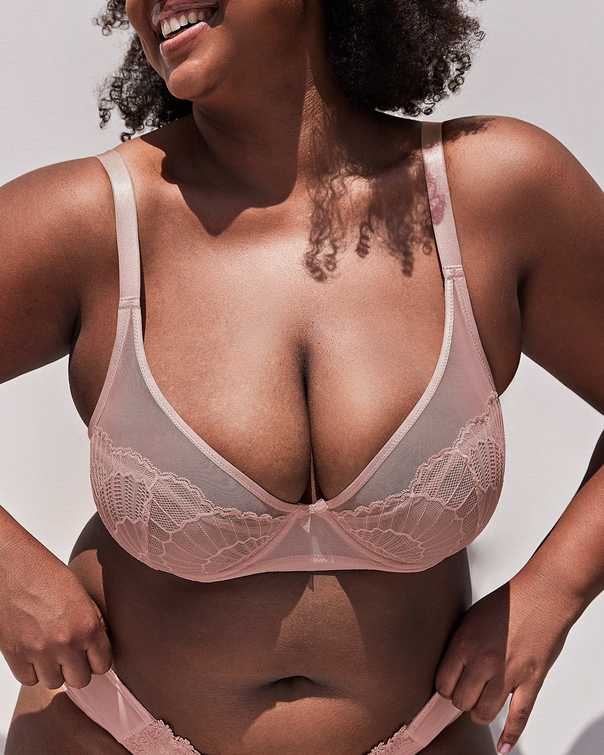 Sheer Lace Underwire Unlined Mesh & Adjustable Straps Bra Rose Pink - WingsLove