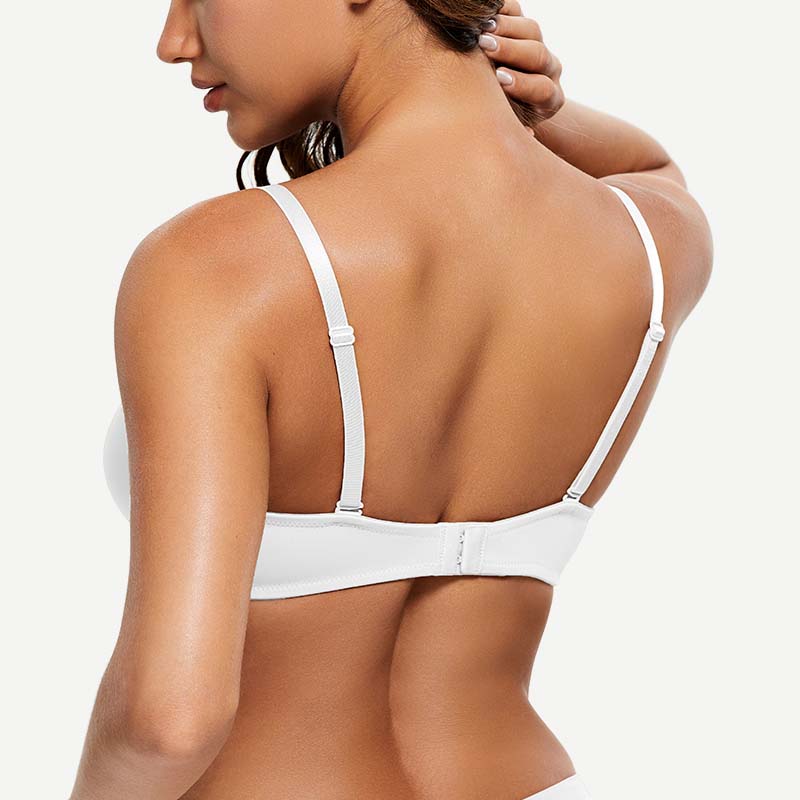 wingslove Deep V Padded Push Up Bra with Underwire, White