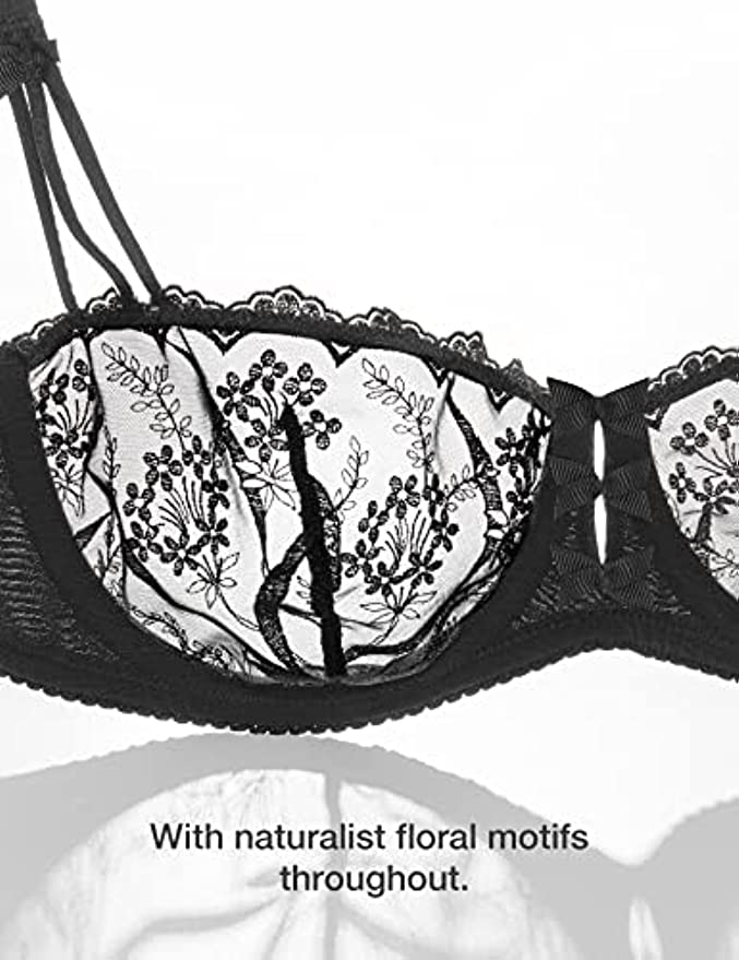 Embroidered Lace Unlined Bra Demi Sheer See Through Underwire Bras - WingsLove