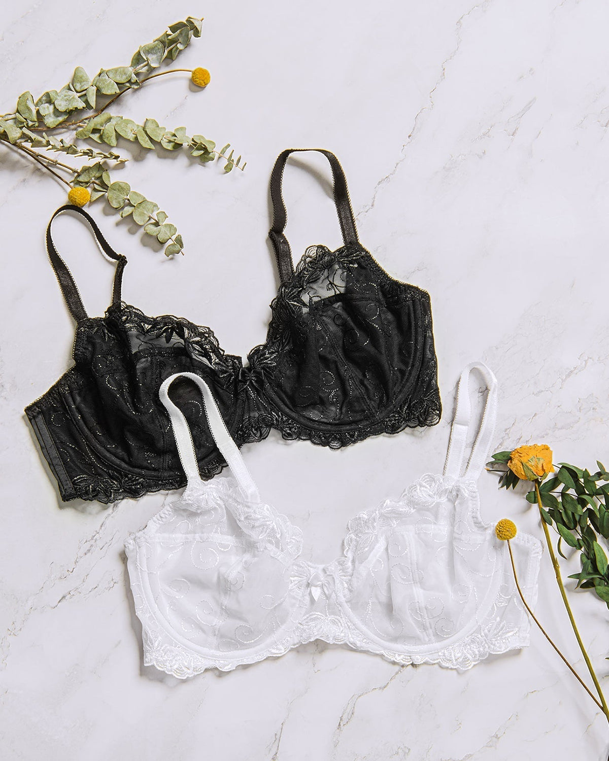 Plus Size See Through Unlined Lace Bra - WingsLove