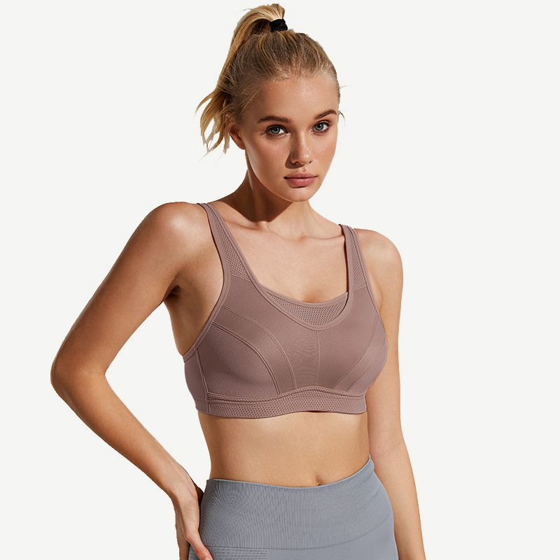 Full Coverage Solid Absorb Breathable Wirefree Sports Bra Amber