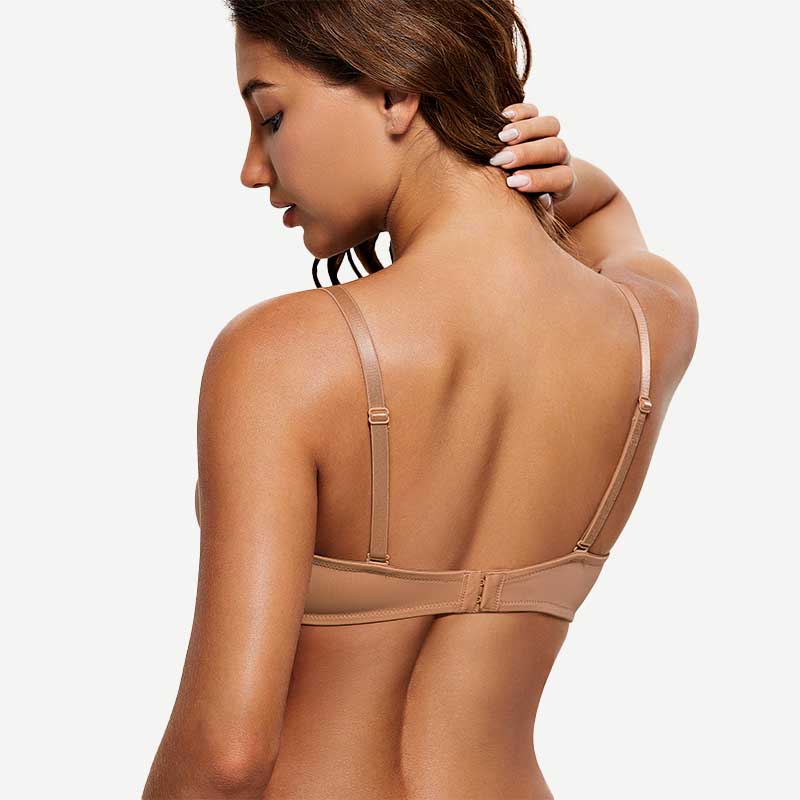 Wingslove Deep V Padded Push Up Bra with Underwire, Milk Coffee