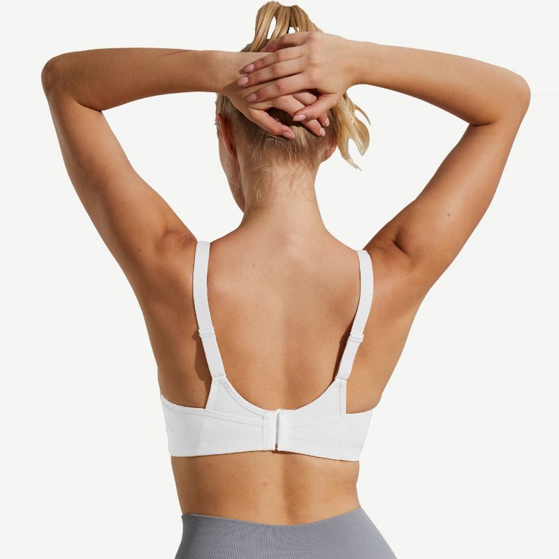 Full Coverage High Support Impact Solid wirefree Sports Bra White