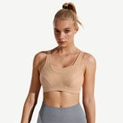 Full Coverage High Support Solid Stress Reliever Sports Bra Nude