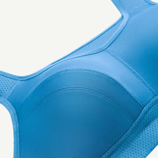 Full Coverage High Support Solid Sports Bra Blue