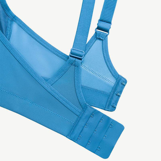Full Coverage High Support Solid Sports Bra Blue