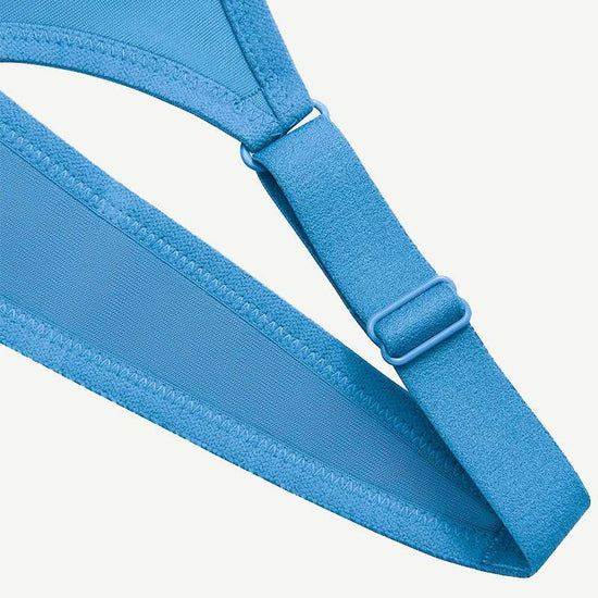 Full Coverage High Support Solid Sports Bra Blue