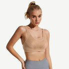 Full Coverage High Support Solid Stress Reliever Sports Bra Nude