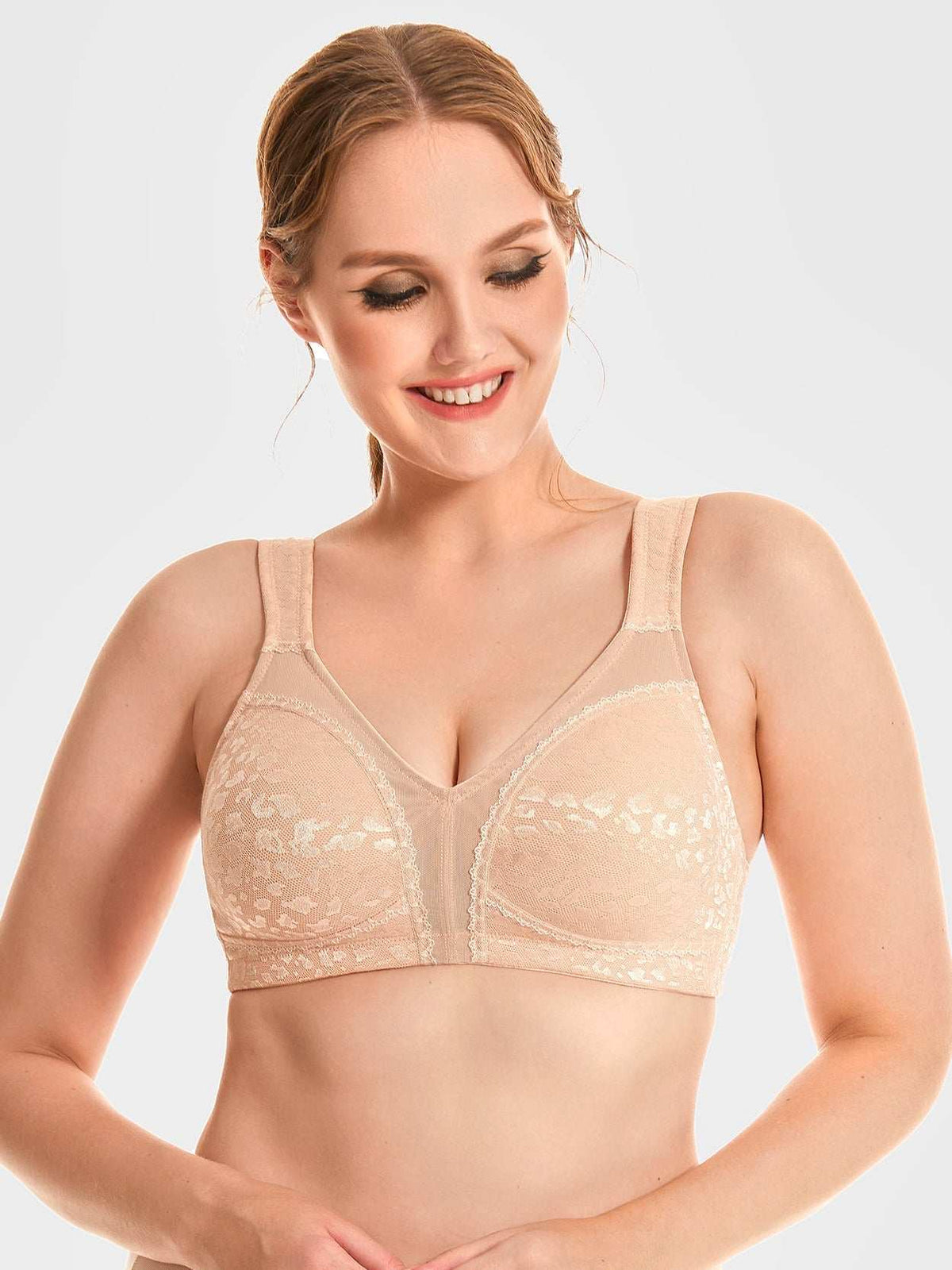 Full Coverage Minimizer Bra Wire-free, Pink Nude Leopard