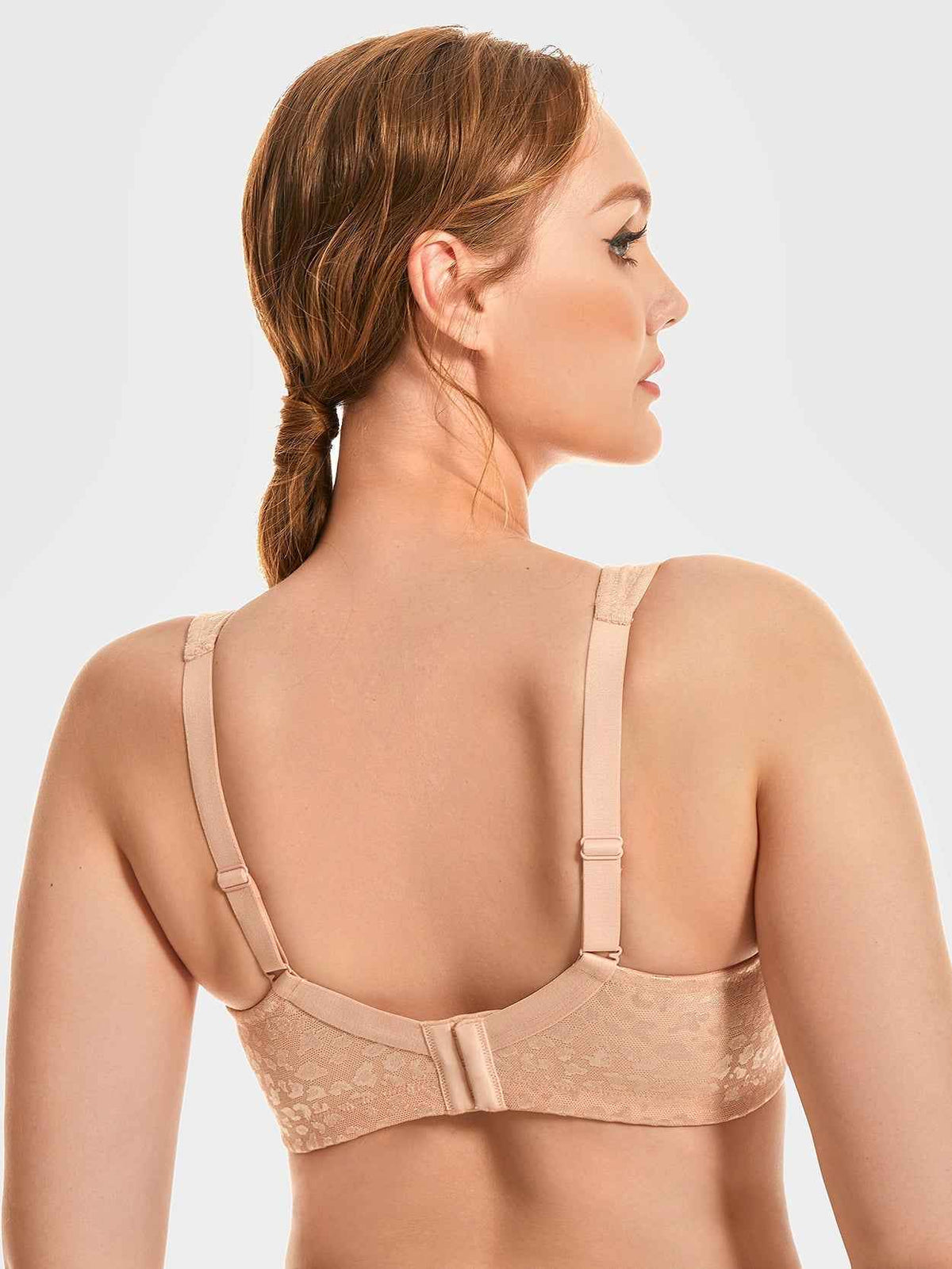 Full Coverage Minimizer Bra Wire-free, Pink Nude Leopard