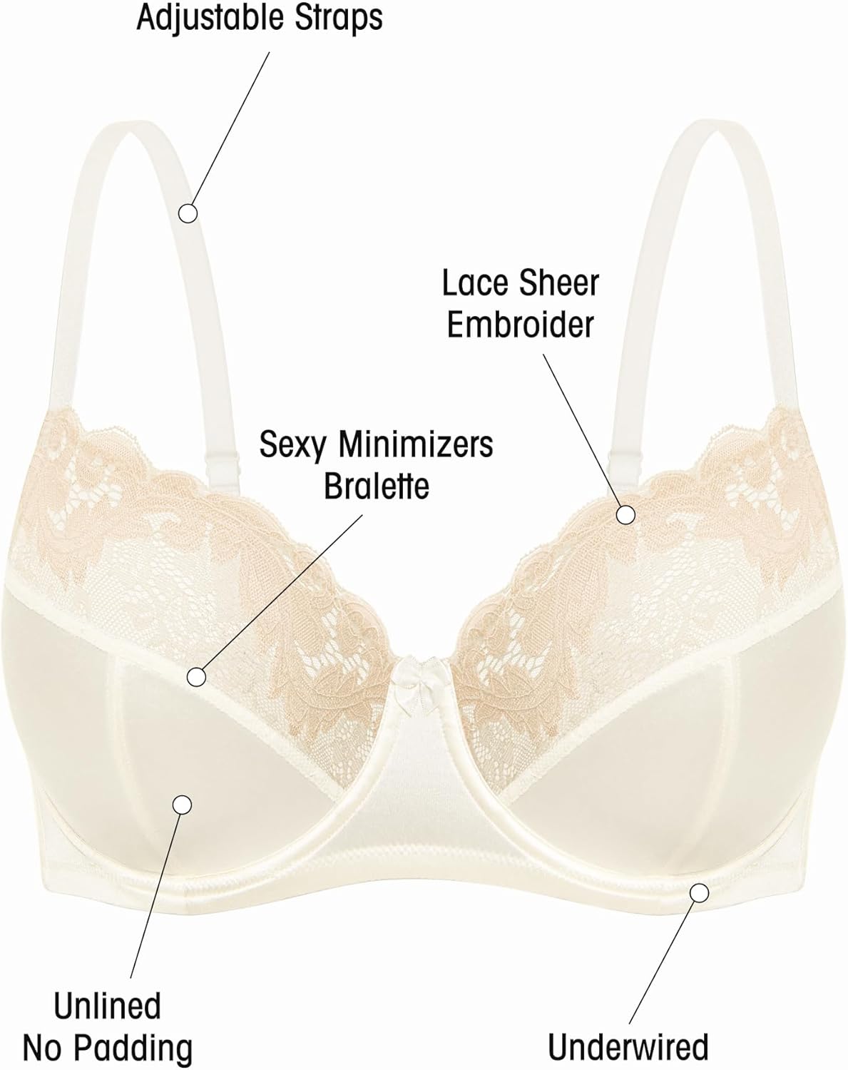 Plus Size Lace Mesh Underwired Full Coverage Shelf Bra - WingsLove