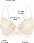 Plus Size Lace Mesh Underwired Full Coverage Shelf Bra - WingsLove