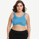 Full Coverage Plus Size Non Padded Yoga Sports Bra Blue
