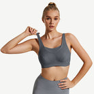 Full Coverage Solid Absorb Wirefree Breathable Sports Bra Grey