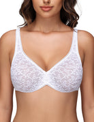 Wingslove Women's Sexy Lace Bra Sheer Bralette See Through Bras Underwire Added Support - WingsLove