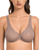 Wingslove Women's Sexy Lace Bra Sheer Bralette See Through Bras Underwire Added Support - WingsLove