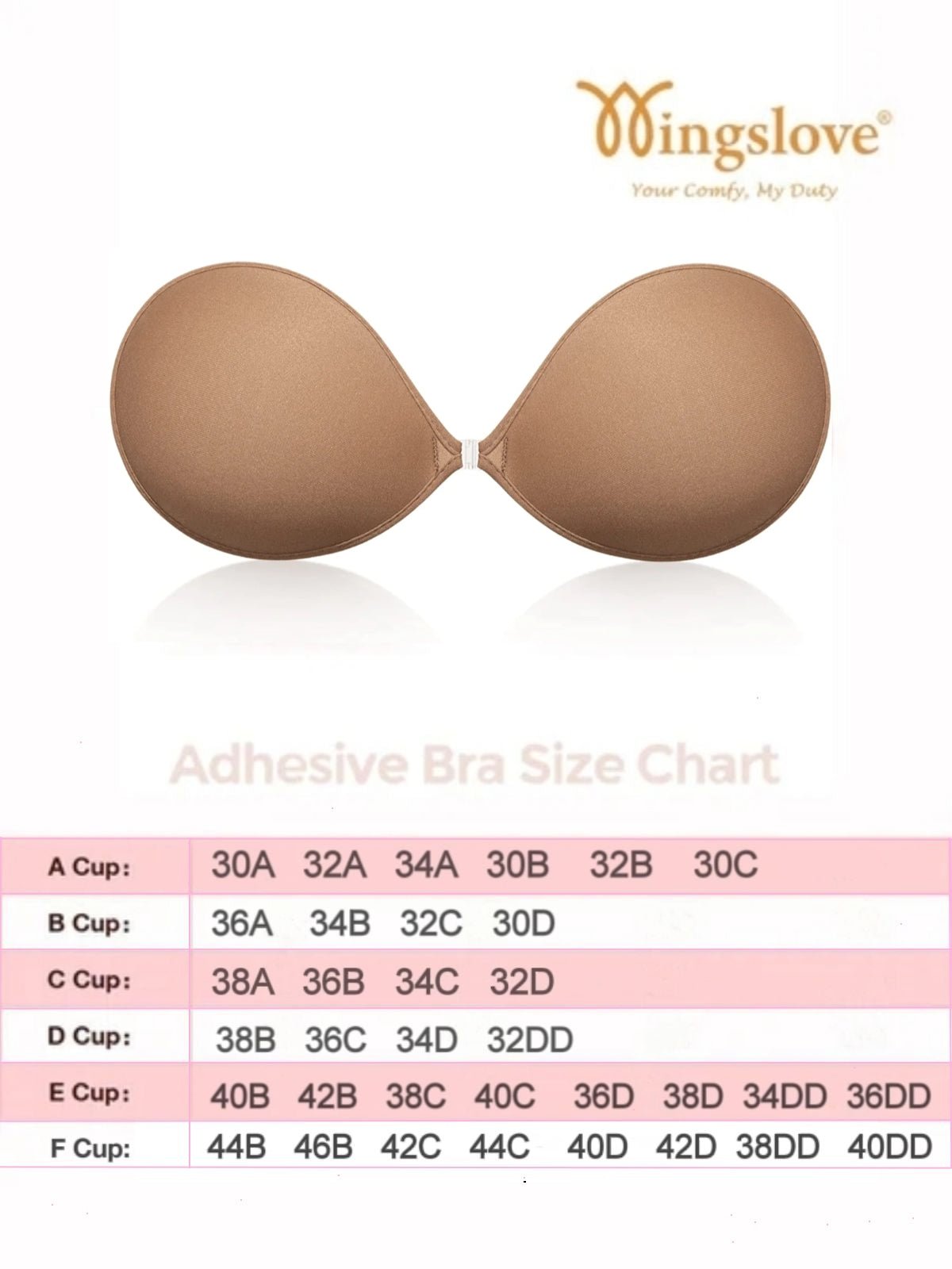 Adhesive Push-up Reusable Self Silicone Bra Milk Coffee - WingsLove