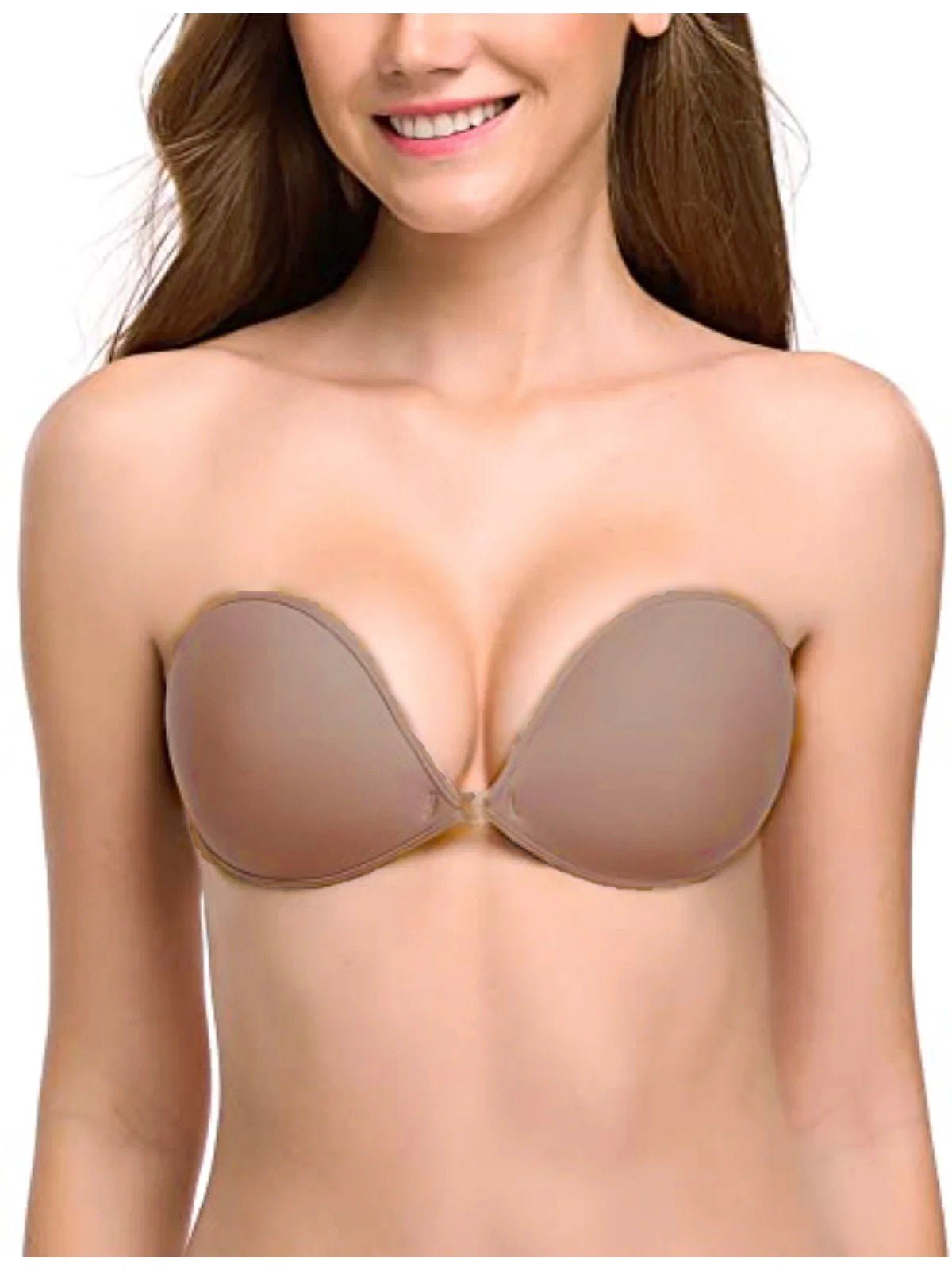 Adhesive Push-up Reusable Self Silicone Bra Milk Coffee - WingsLove