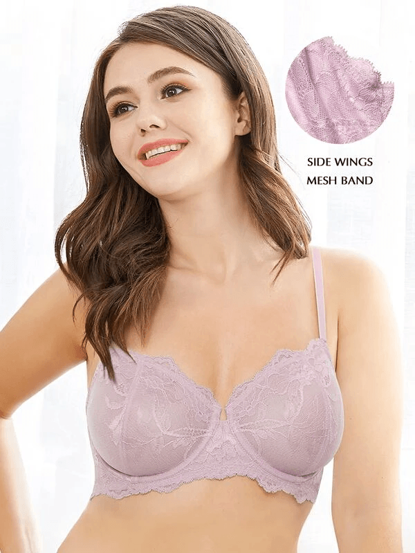 Eyelash Lace Demi Bra Sexy Bra Purple - WingsLove