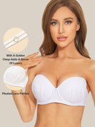Push Up Full Figure Strapless Pleated Lace Multiway Bra - WingsLove