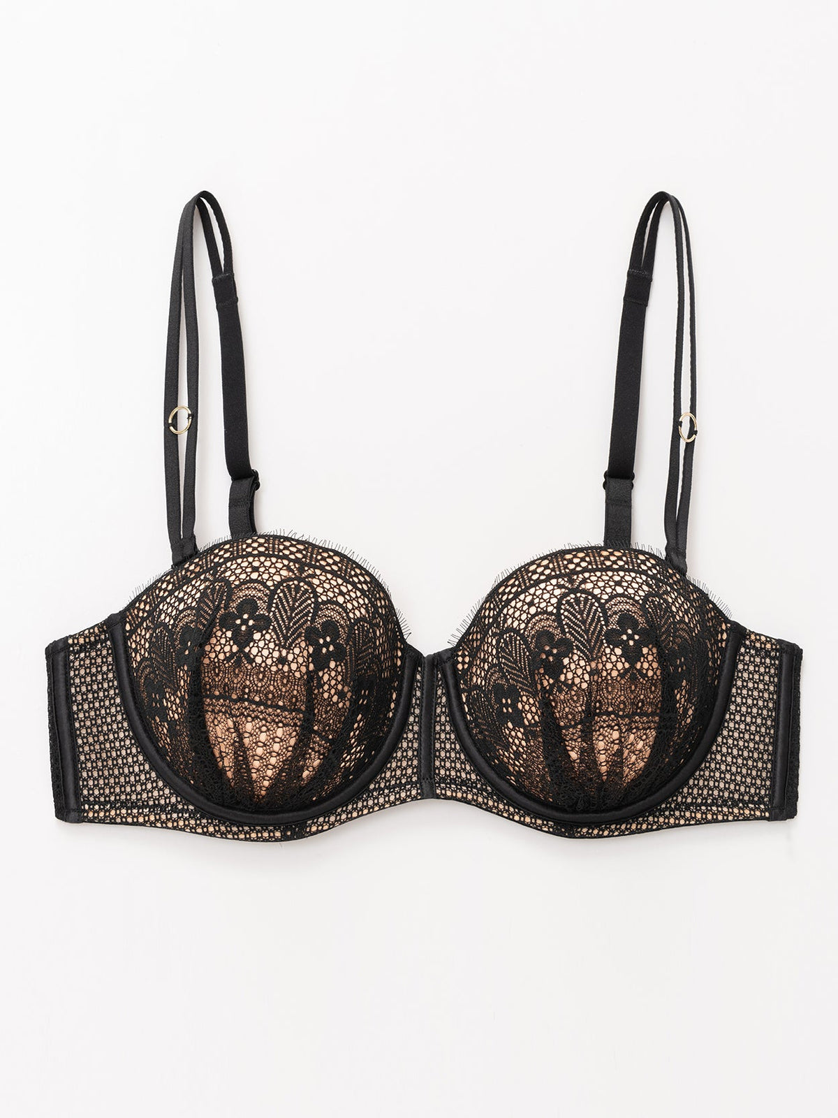 Push Up Full Figure Strapless Pleated Lace Multiway Bra - WingsLove