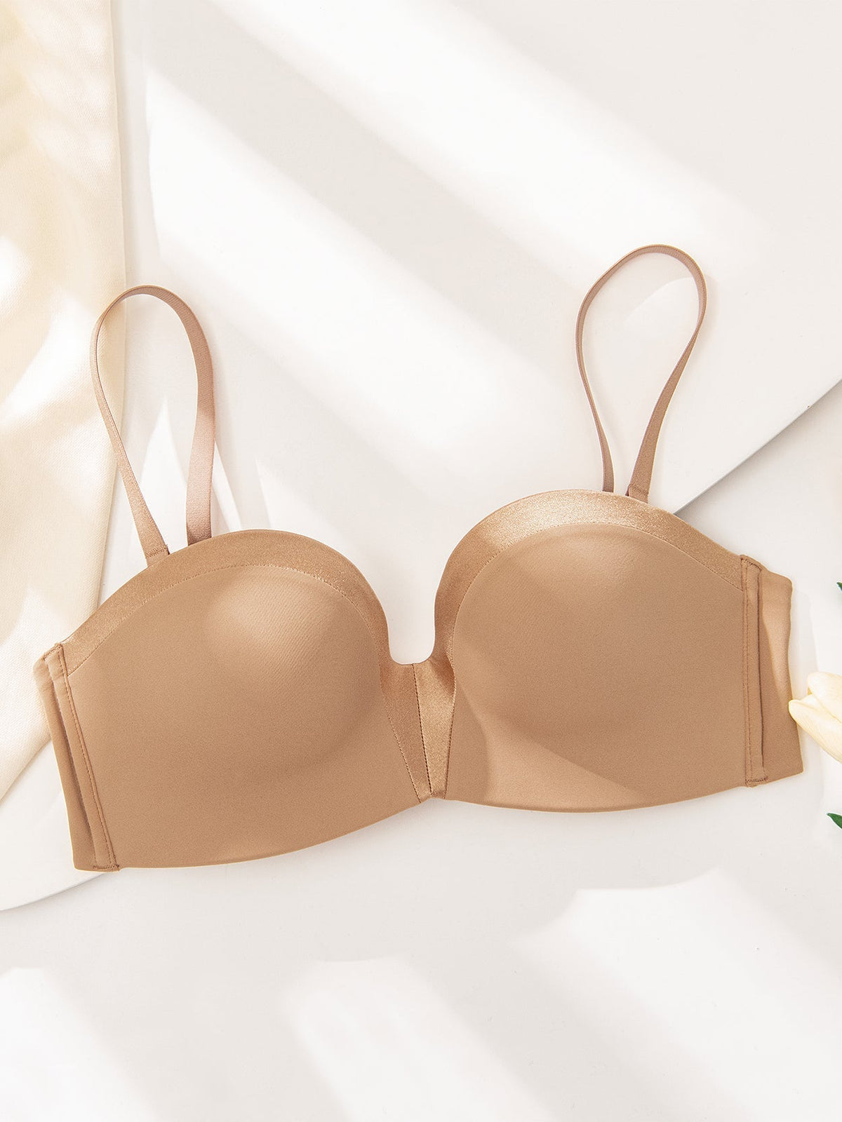 Strapless Wirefree Multiway Push Up Bra Brown - WingsLove